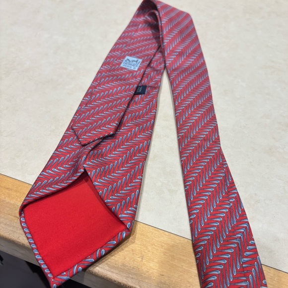 HERMÈS PARIS 100% Silk Tie, Made in France, Authentic - Picture 8 of 8